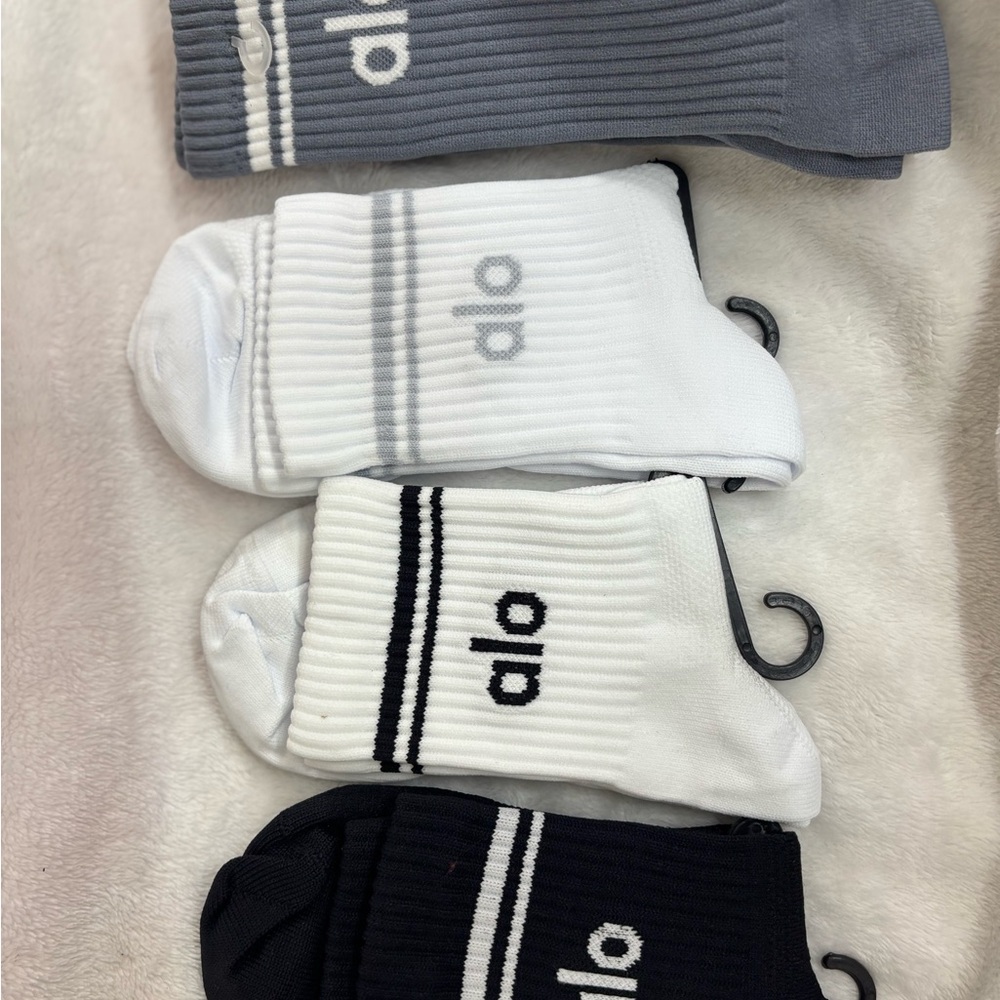 ALO Yoga Men's Athletic Socks in Gray, White, and Black